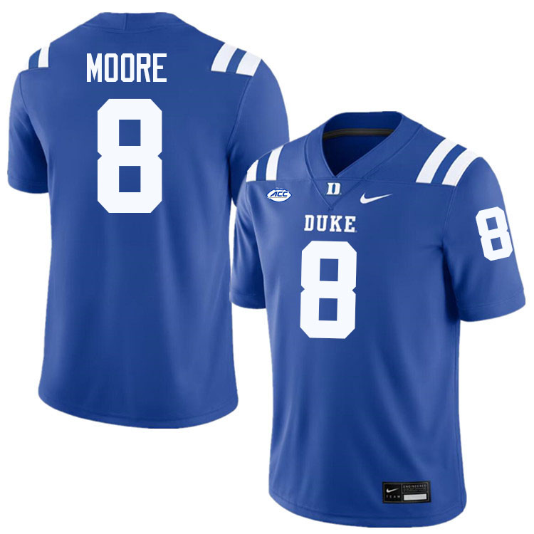 Duke Blue Devils #8 Jayden Moore College Football Jersey Stitched-Blue